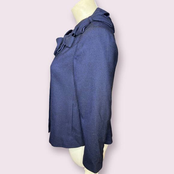 Rebecca Taylor Navy Wool Bow Collar Jacket - Picture 2 of 7